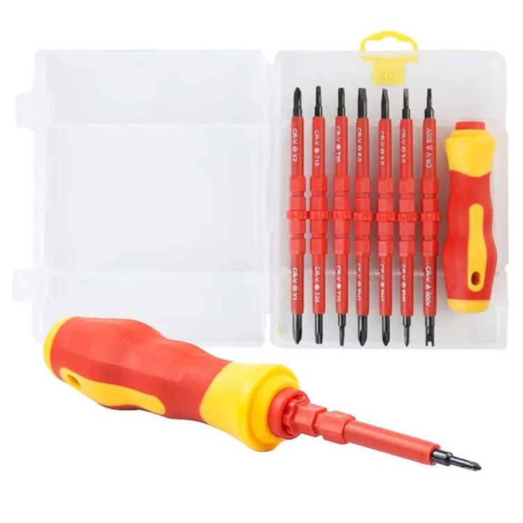 7 in 1 Bit Insulation Multipurpose Repair Tool Screwdriver Set(Red) - Image 2