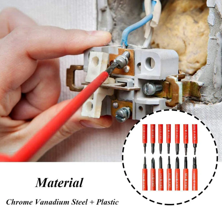 7 in 1 Bit Insulation Multipurpose Repair Tool Screwdriver Set(Red) - Image 6