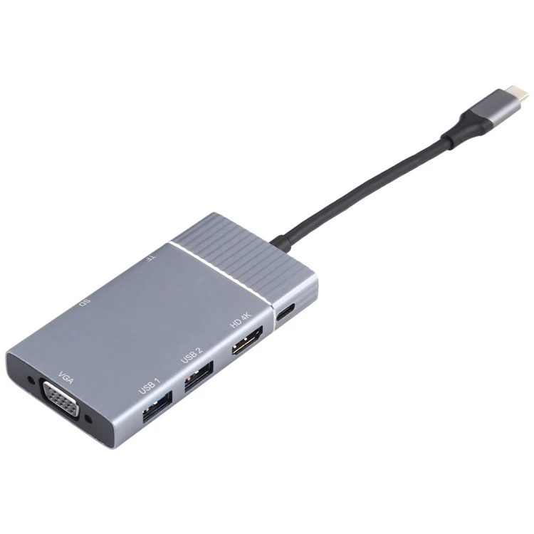 7 In 1 Dual USB 3.0 + TF/SD + HDMI/VGA + 3.5mm Jack + Type-C / USB-C Multi-function USB-C Dock Station - Image 4