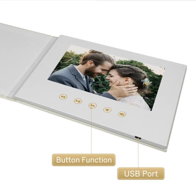 7 Inch IPS Display Multifunctional Commercial Wedding Video Invitation Linen Bound Video Album, Style: Always Forever - Image 5