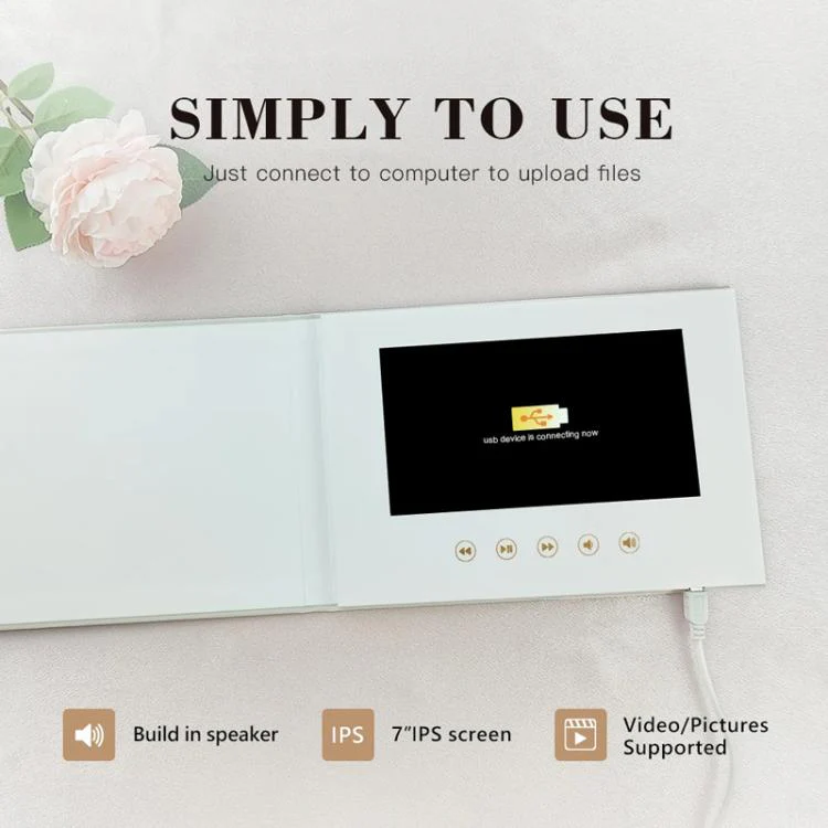 7 Inch IPS Display Multifunctional Commercial Wedding Video Invitation Linen Bound Video Album, Style: Always Forever - Image 8