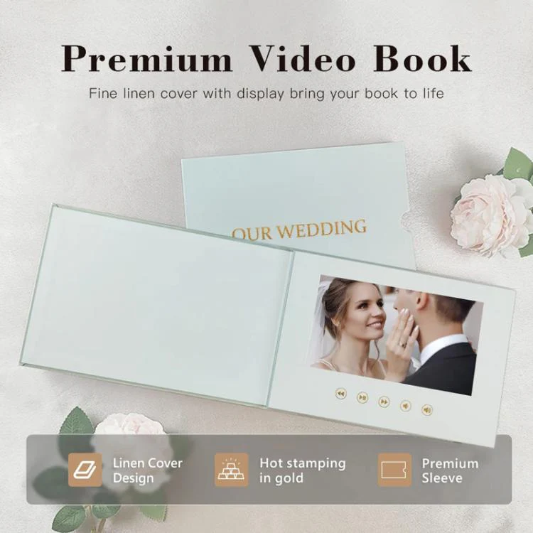 7 Inch IPS Display Multifunctional Commercial Wedding Video Invitation Linen Bound Video Album, Style: WE DO - Image 6