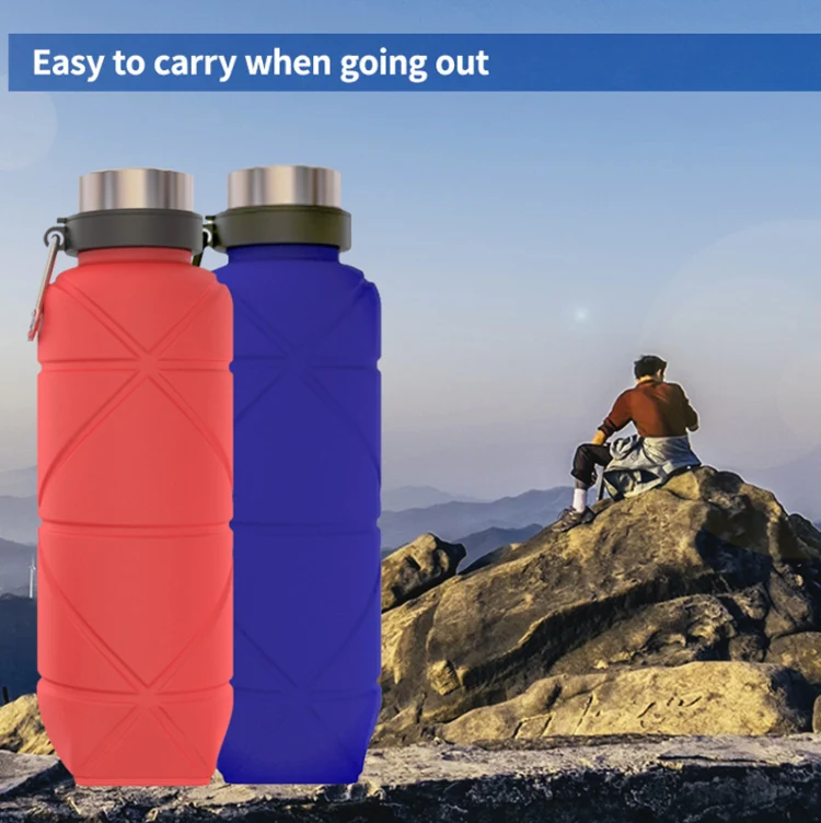 700ml Outdoor Silicone Folding Water Cup Telescopic Water Bottle Travel Drinking Cup With Carabiner(Black) - Image 5