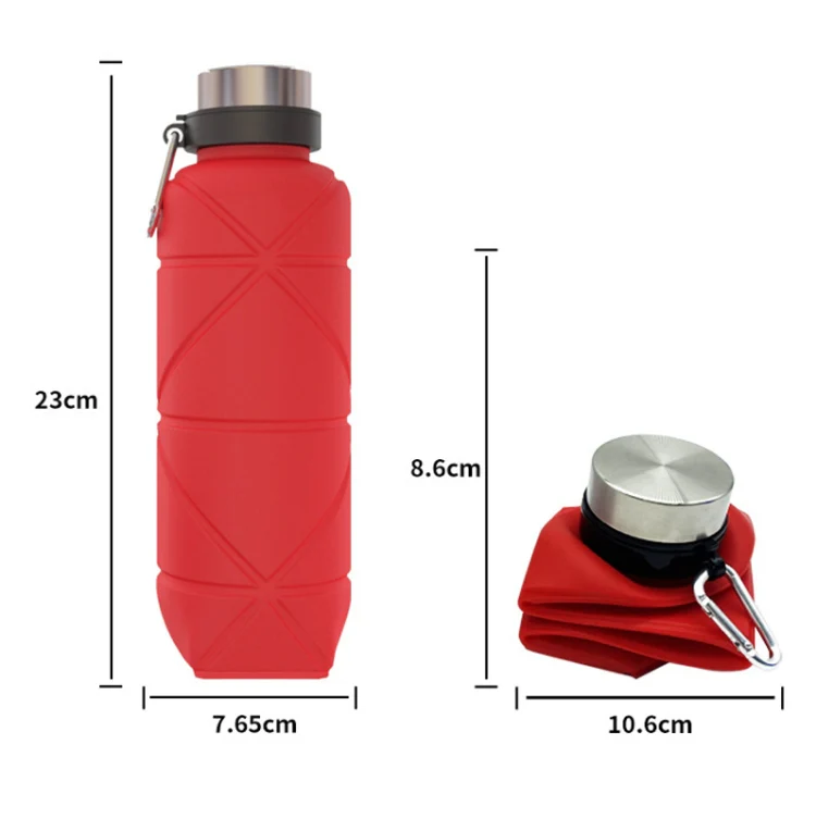 700ml Outdoor Silicone Folding Water Cup Telescopic Water Bottle Travel Drinking Cup With Carabiner(Red) - Image 3