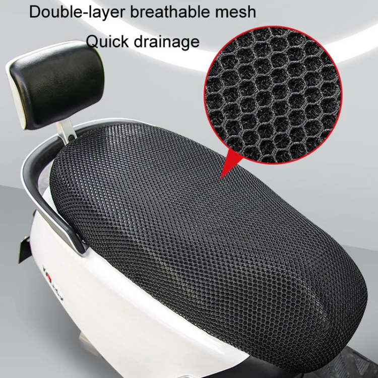 77x55cm Electrical Motorcycle Seat Cover Summer Breathable 3D Mesh Motorcycle Anti-Scald Cushion(Black) - Image 3