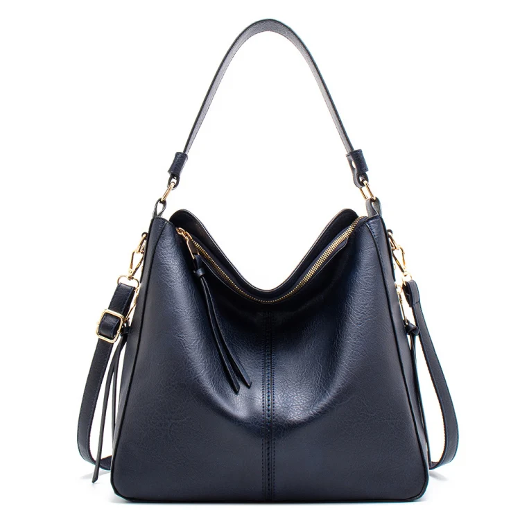 7871 Large Capacity Adjustable Leather Tote Bag Multi-compartment Shoulder Bag, Color: Blue