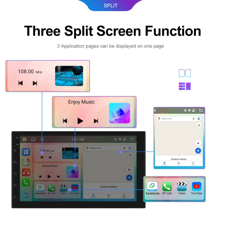 7inch Android 13.0 Dual Butt Universal Wireless Carplay Car Navigation Center Control All-In-One Monitor(Standard+AHD Camera) - Image 13