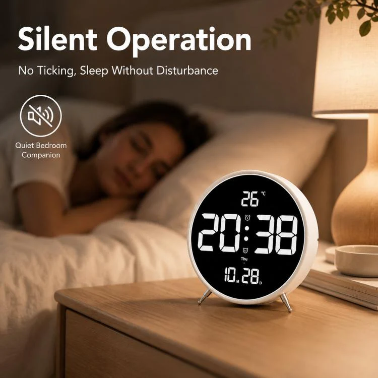 8.3-inch Large LED Digital Alarm Clock Adjustable Brightness with Temperature / Date / Week & Dual Alarms(HL-8801 White Shell) - Image 3