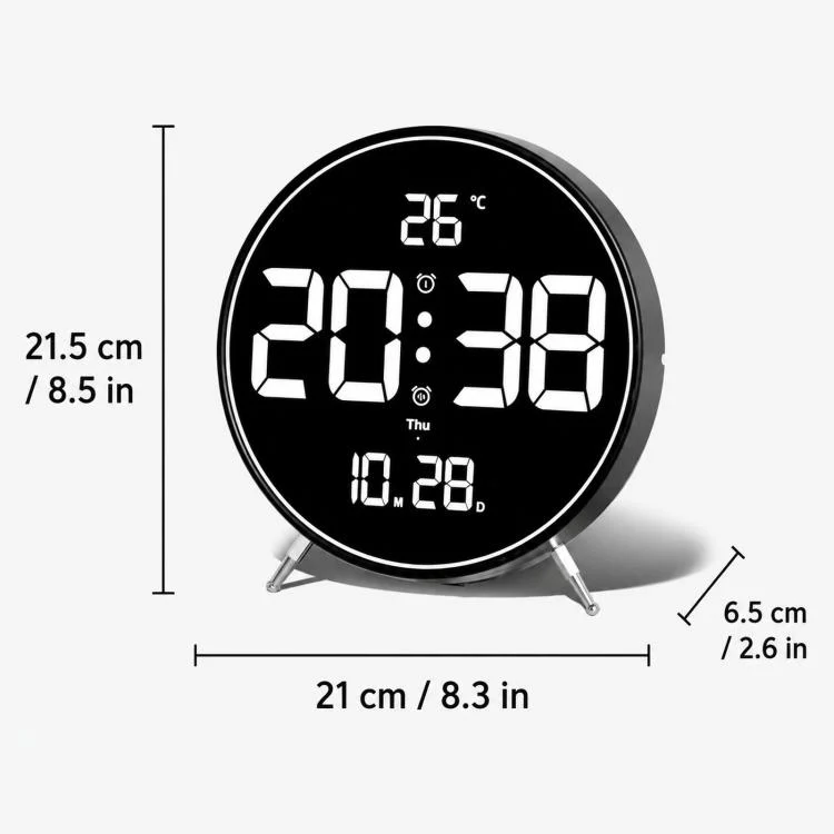 8.3-inch Large LED Digital Alarm Clock Adjustable Brightness with Temperature / Date / Week & Dual Alarms(HL-8801 White Shell) - Image 5
