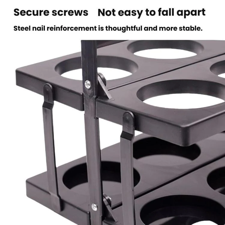 8 Holes Folding Wine Rack Portable Beverage Basket Sports Water Bottle Holder, Color: Round Hole Black - Image 4