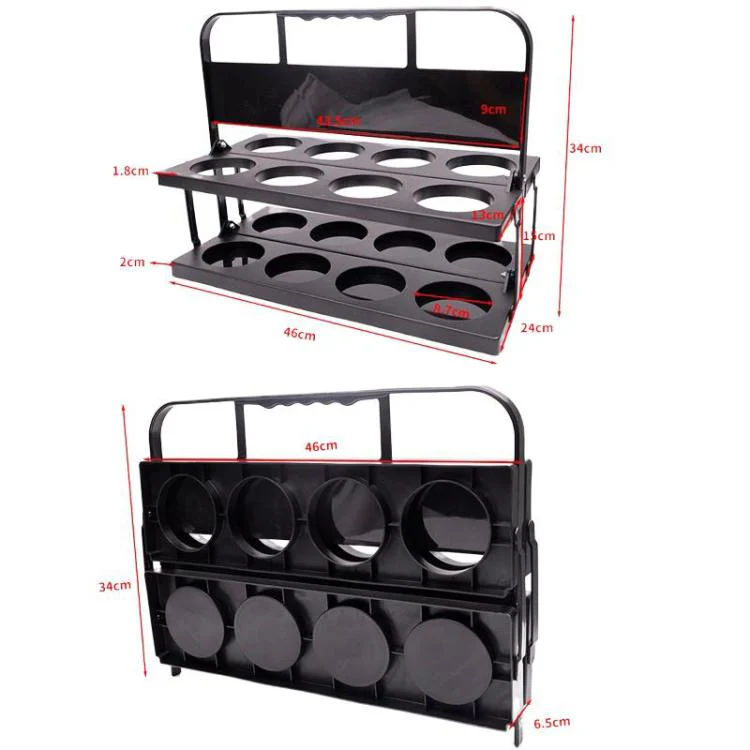 8 Holes Folding Wine Rack Portable Beverage Basket Sports Water Bottle Holder, Color: Round Hole Black - Image 7
