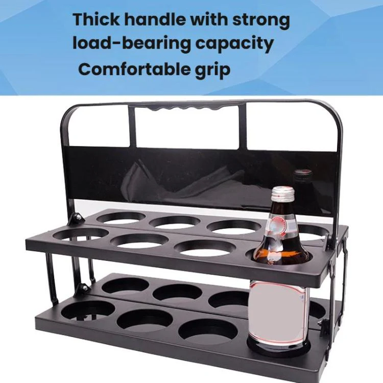 8 Holes Folding Wine Rack Portable Beverage Basket Sports Water Bottle Holder, Color: Square Hole Black - Image 5