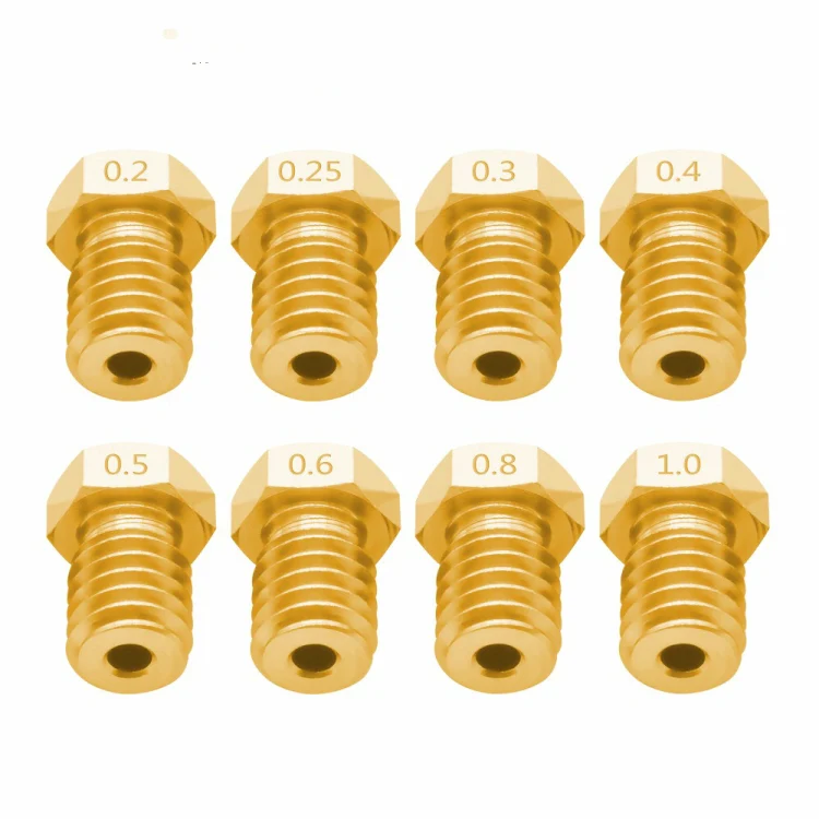 8 PCS Bugatti 3D Printer Accessories E3D-V5 V6 Nozzle M6 Thread Consumables Hot Nozzle, Size:1.75/1.0mm - Image 3
