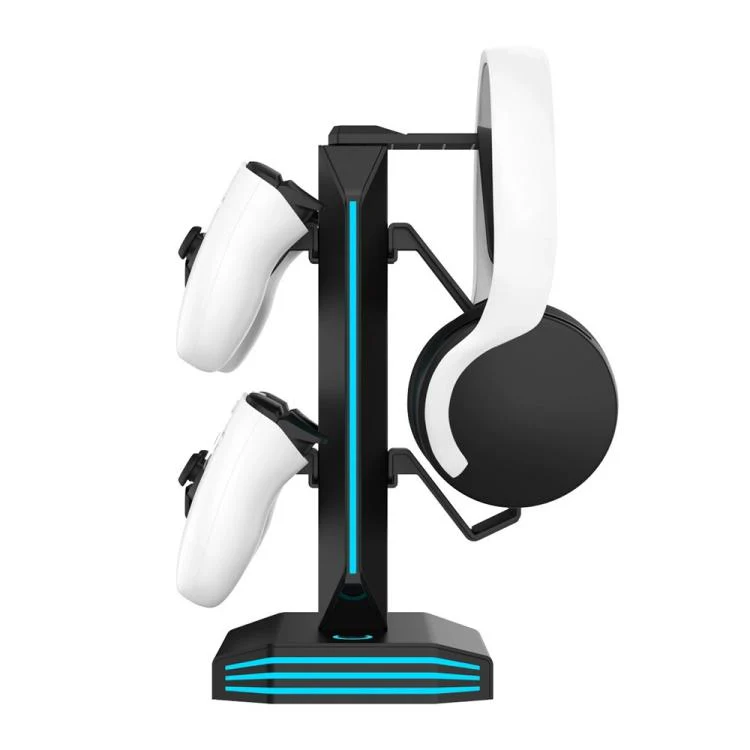 8006 USB Charging Ports 360 Degree Rotatable RGB Gaming Controller Holder Headphone Stand(Black)