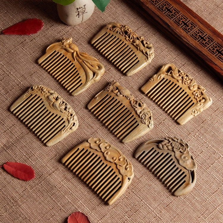 8cm Fox Green Sandalwood Retro Style Carved Portable Wooden Comb - Image 2