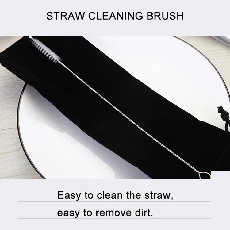 8pcs Reusable Silicone Tips Stainless Steel Drinking Straws + 2pcs Cleaner Brushes Set Kit with Cashmere Bag,  215*6mm - Image 5