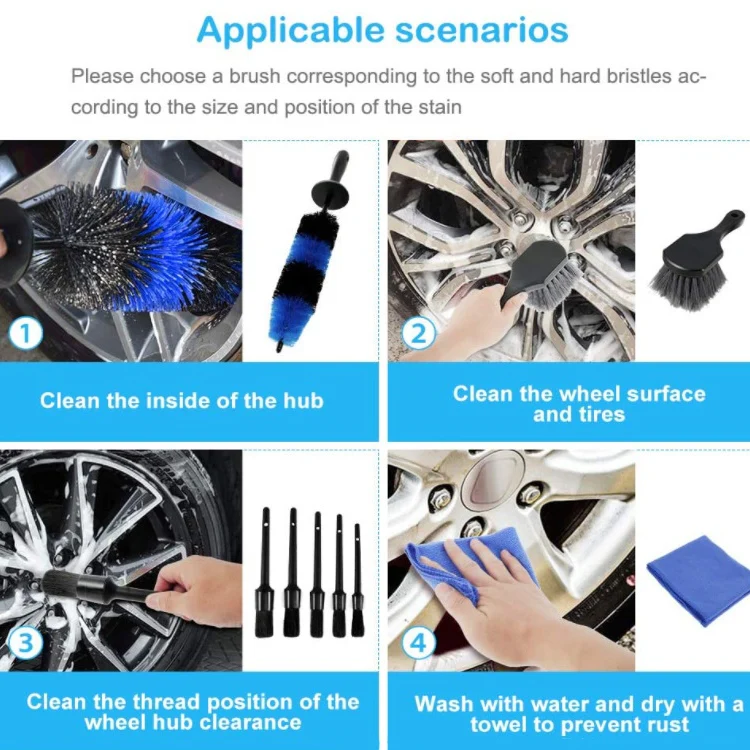 9 PCS / Set Car Wash Detail Brush Short Shank Tire Brush - Image 4