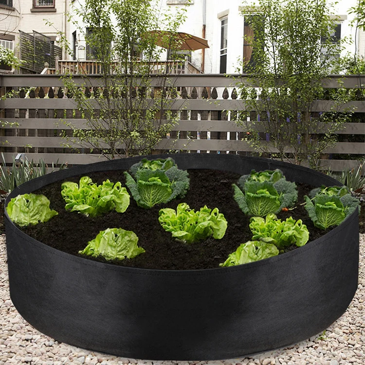 90x30cm 190L Felt Planting Barrel Indoor Outer Round Plant Bag Non-Woven Seedling Bag(Black) - Image 8