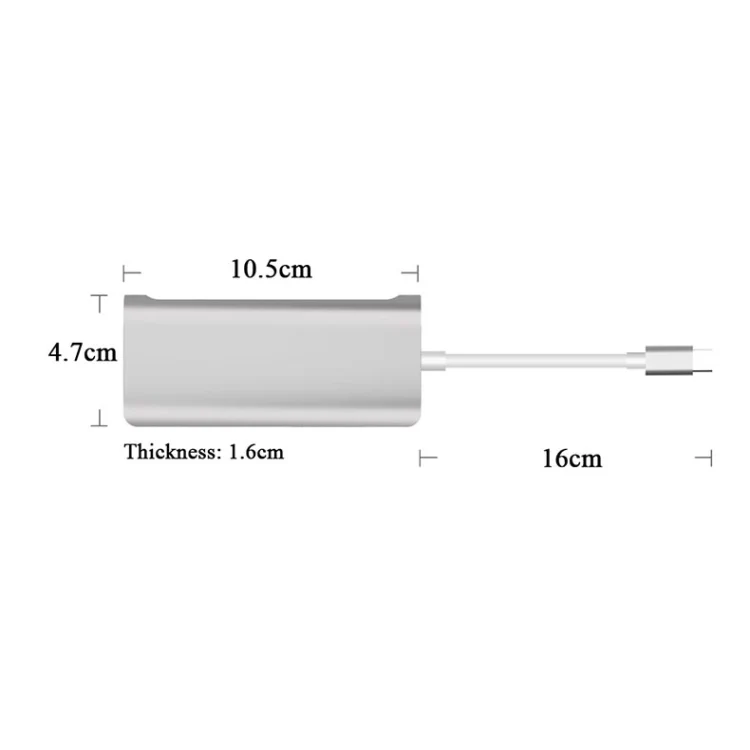 9591C 8 In 1 USB 3.0 x3 + SD / TF Card + HDMI + RJ45 + Type-C / USB-C (PD) Multi-function HUB Converter Dock Station(Silver) - Image 2