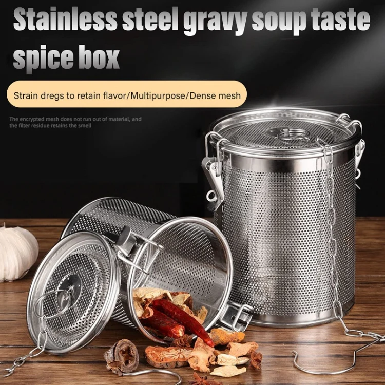 9x10.8cm 304 Stainless Steel Brine Basket Tea Residue Ball Soup Material Box - Image 8