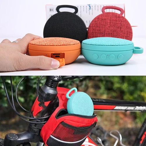 A01L Cloth Texture Round Portable Mini Bluetooth Speaker, Support Hands-free Call & TF Card(Red) - Image 4