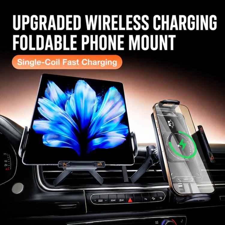 A03 Car Single Coil 15W Wireless Charger Rotating Navigation Bracket(Black) - Image 3
