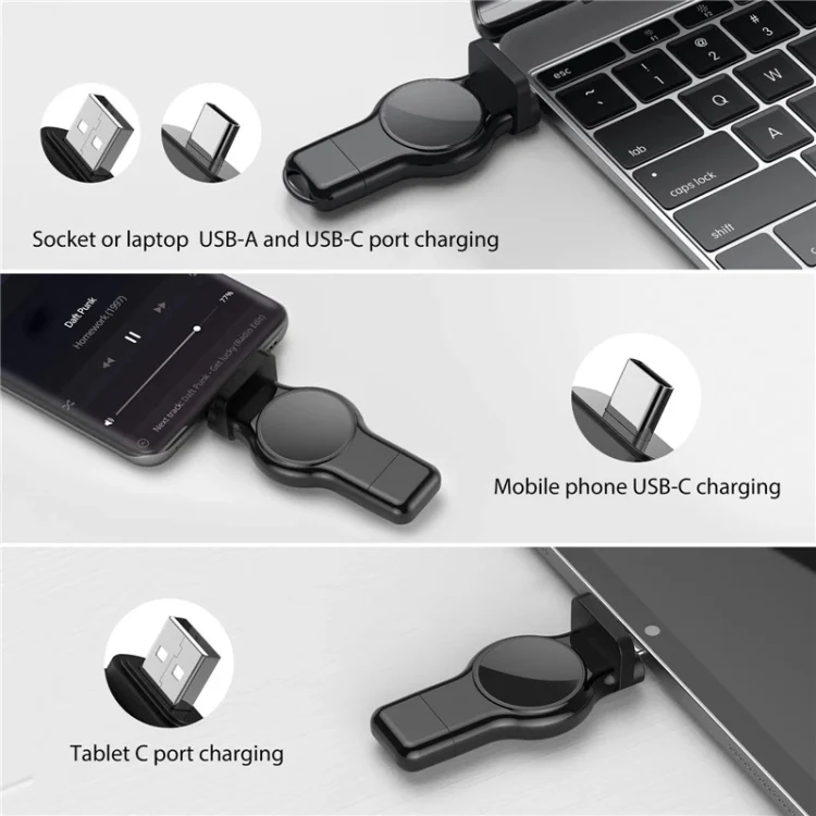A05 2 in 1 Type C / USB-C to USB-A Magnetic Quick Wireless Charger for Apple Watch - Image 3