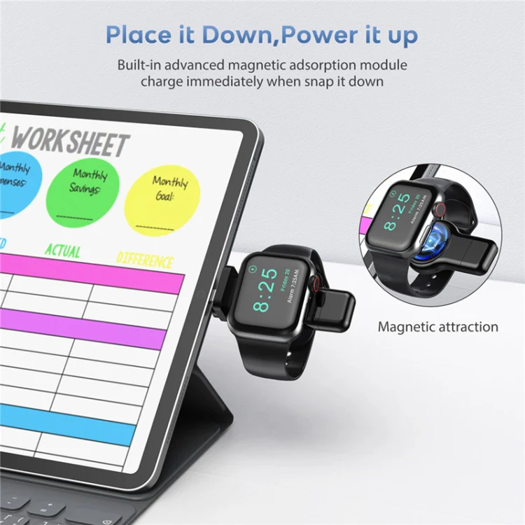 A05 2 in 1 Type C / USB-C to USB-A Magnetic Quick Wireless Charger for Apple Watch - Image 4