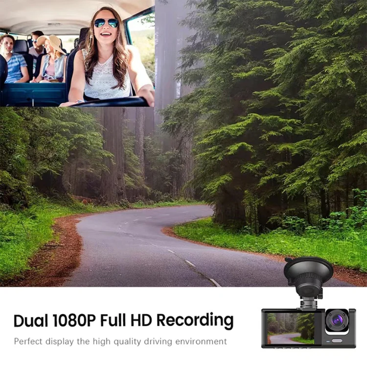 A1 3-lens Video HD Night Vision Car Driving Recorder, with Rear View Camera - Image 7