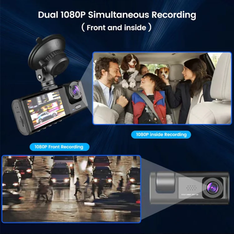 A1 3-lens Video HD Night Vision Car Driving Recorder, with Rear View Camera - Image 8