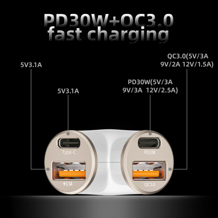 A2 2 USB + 2 Type-C Phone Fast Charging Power Adapter 78W Y-Shaped Car Charger(Black) - Image 6