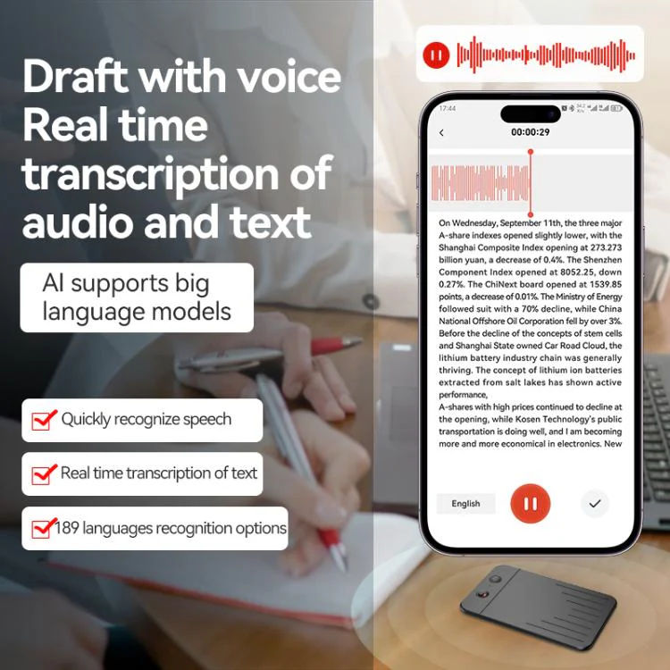 A3 Dual-key V-stripe Texture Ultra-thin AI Smart Voice Recorder Support AIREC-APP, Memory:256GB(Black) - Image 9