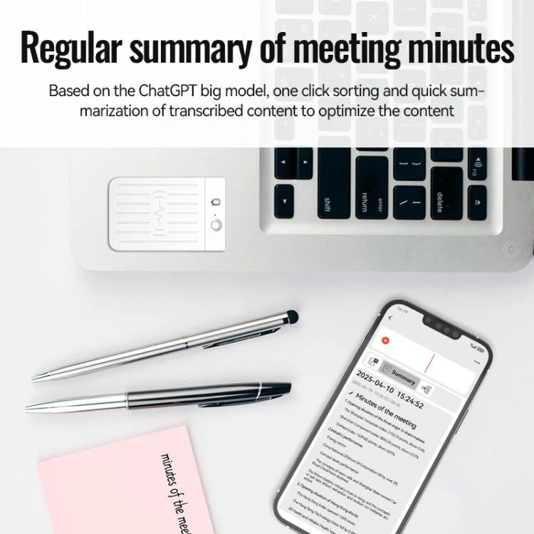 A3 Dual-key Voiceprint Ultra-thin AI Smart Voice Recorder Support AIREC-APP, Memory:128GB(White) - Image 7