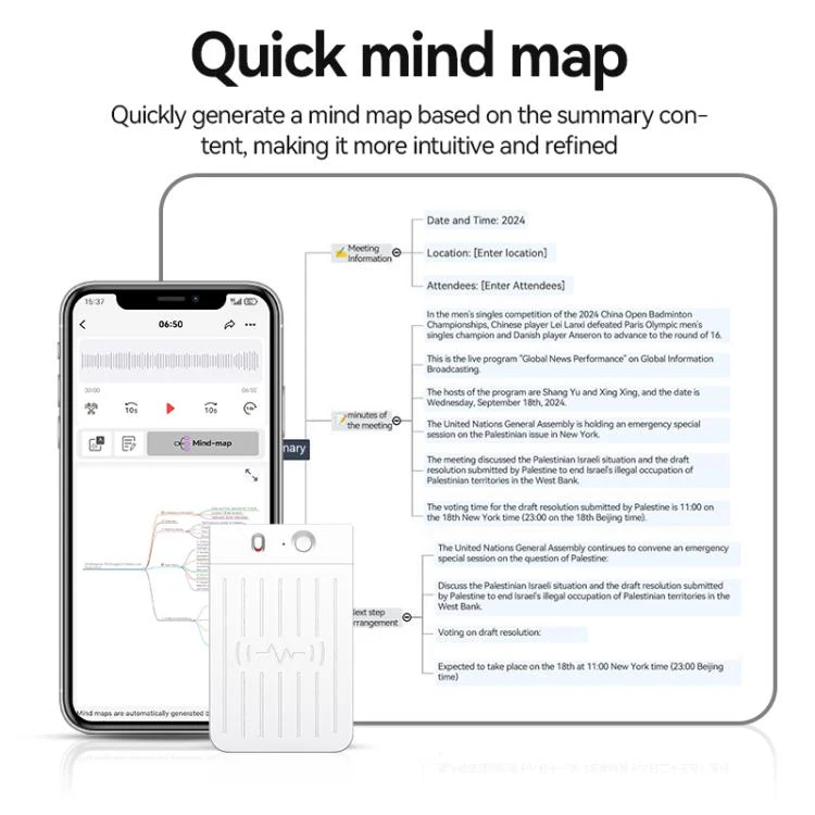 A3 Dual-key Voiceprint Ultra-thin AI Smart Voice Recorder Support AIREC-APP, Memory:32GB(White) - Image 8