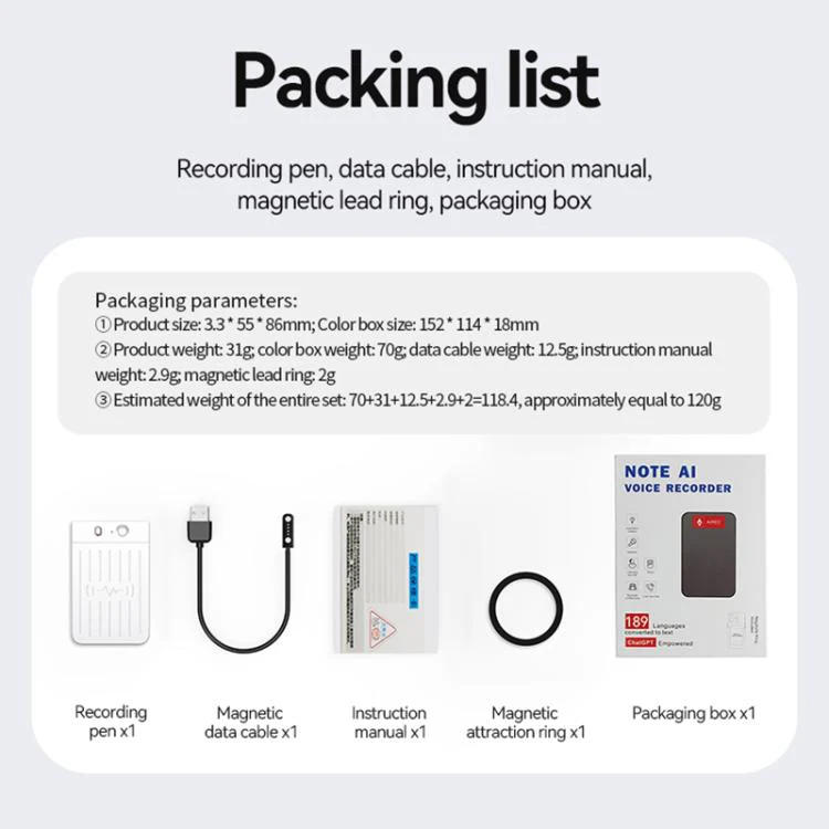 A3 Dual-key Voiceprint Ultra-thin AI Smart Voice Recorder Support AIREC-APP, Memory:64GB(White) - Image 10