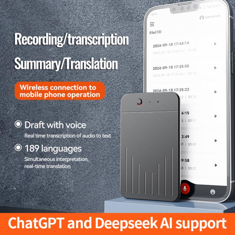 A3 One-key V-stripe Texture Ultra-thin AI Smart Voice Recorder Support AIREC-APP, Memory:128GB(Black) - Image 4