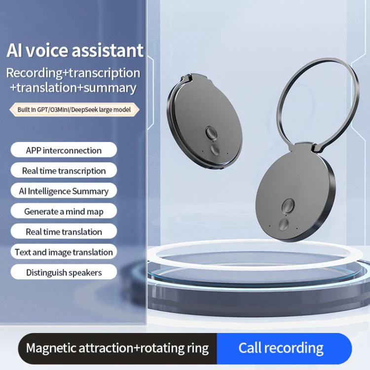 A30 Magnetic Ring AI Voice Recorder & Phone Stand Support AIREC-APP, Memory:256GB(Black) - Image 5