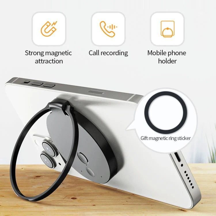 A30 Magnetic Ring AI Voice Recorder & Phone Stand Support AIREC-APP, Memory:64GB(Black) - Image 10