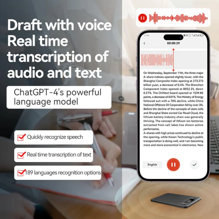 A3P 0.42-inch Mid Display Stripe Texture Ultra-thin AI Smart Voice Recorder Support AIREC-APP, Memory:16GB(Black) - Image 9