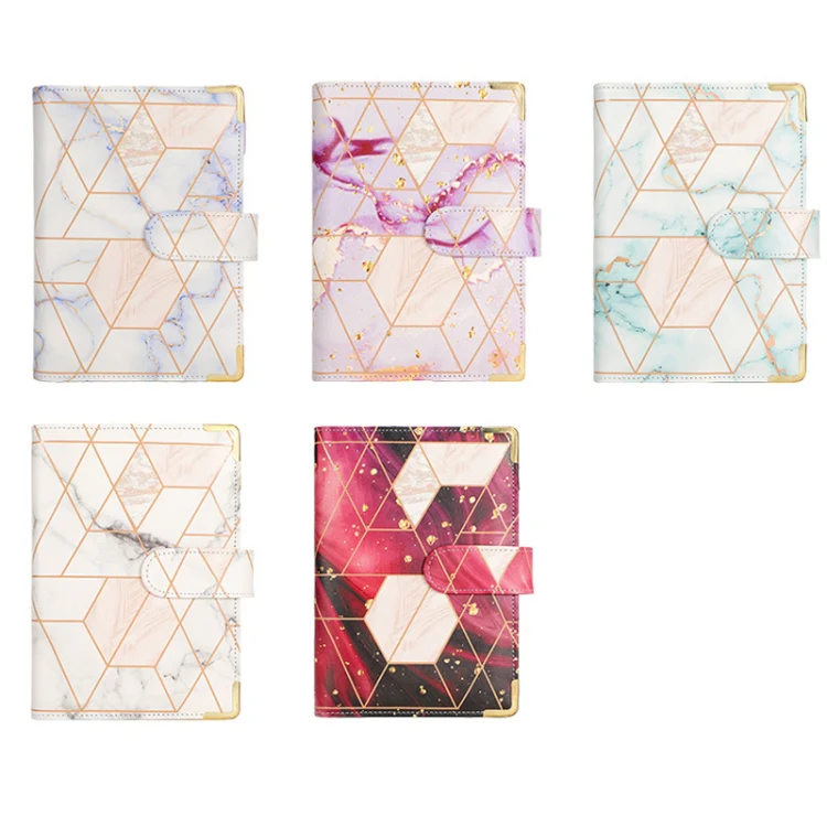A6 Loose-leaf Notebook Budget Book Marbled Handbook,Style: Basic Model(Light Gray) - Image 2
