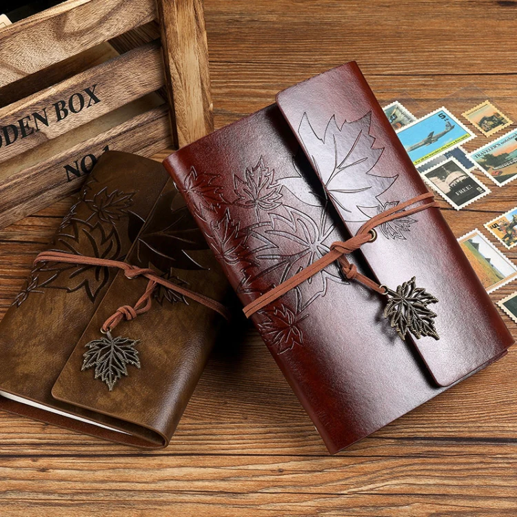 A6 PU Maple Retro Straps Handbook Loose-leaf Notebook(Red) - Image 6