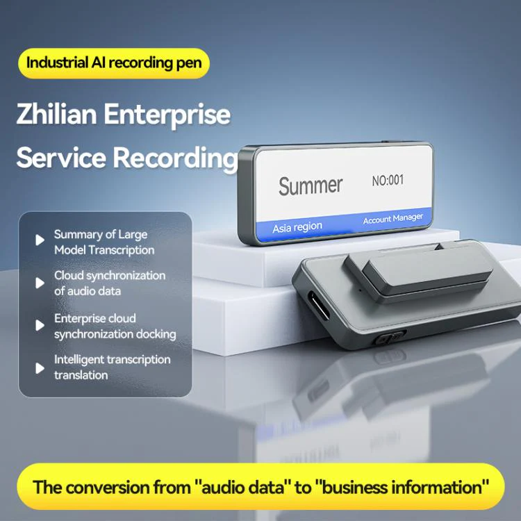 A7 Employee ID Badge AI Voice Recorder with Pin Support AIREC-APP, Memory:256GB(Grey) - Image 3