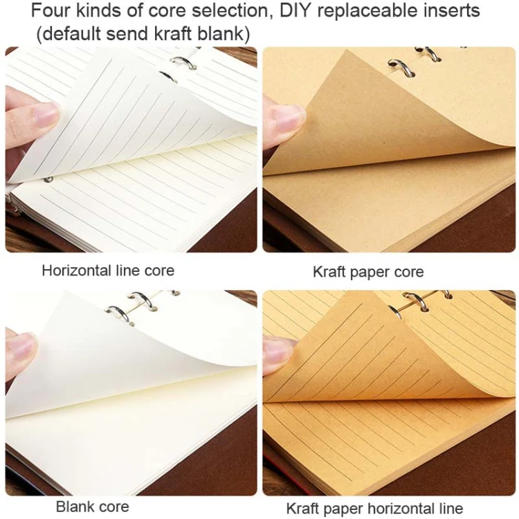 A7 PU Maple Retro Straps Handbook Loose-leaf Notebook(Army Green) - Image 3