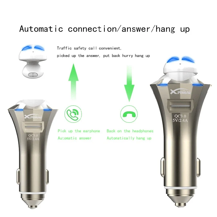 A8 3 in 1 Bluetooth Earphone & Safety Hammer & Car Charger, Support Hands-free Call & USB Quick Charger Function - Image 8