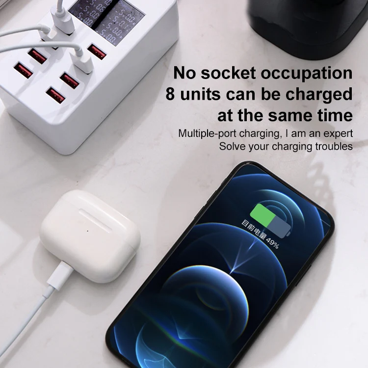 A8B 50W 8 Ports USB Smart Charging Station with Digital Display, Plug:AU Plug - Image 7