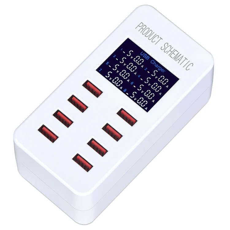 A8B 50W 8 Ports USB Smart Charging Station with Digital Display, Plug:EU Plug - Image 2