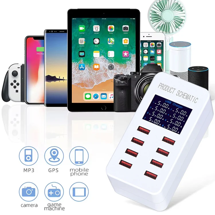A8B 50W 8 Ports USB Smart Charging Station with Digital Display, Plug:US Plug - Image 5