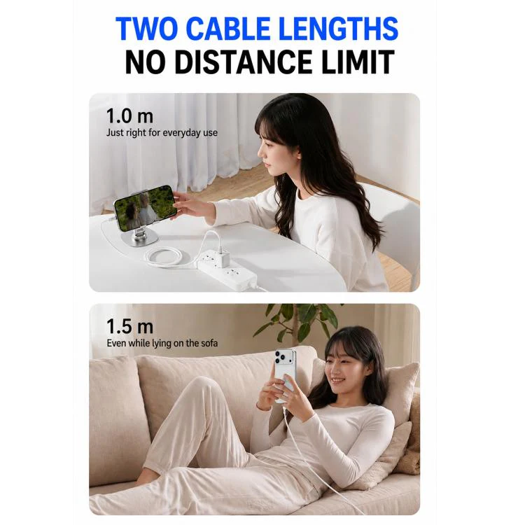 ABEEL A62 PD60W USB-C/Type-C to USB-C/Type-C Fast Charging Braided Data Cable Length: 1m White - Image 5