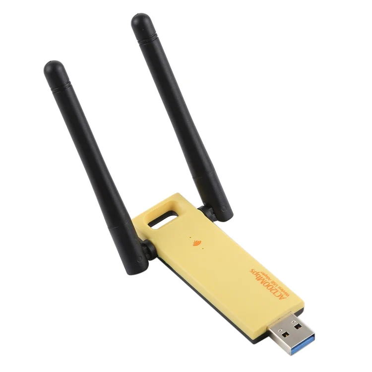 AC1200Mbps 2.4GHz & 5GHz Dual Band USB 3.0 WiFi Adapter External Network Card with 2 External Antenna(Yellow) - Image 2