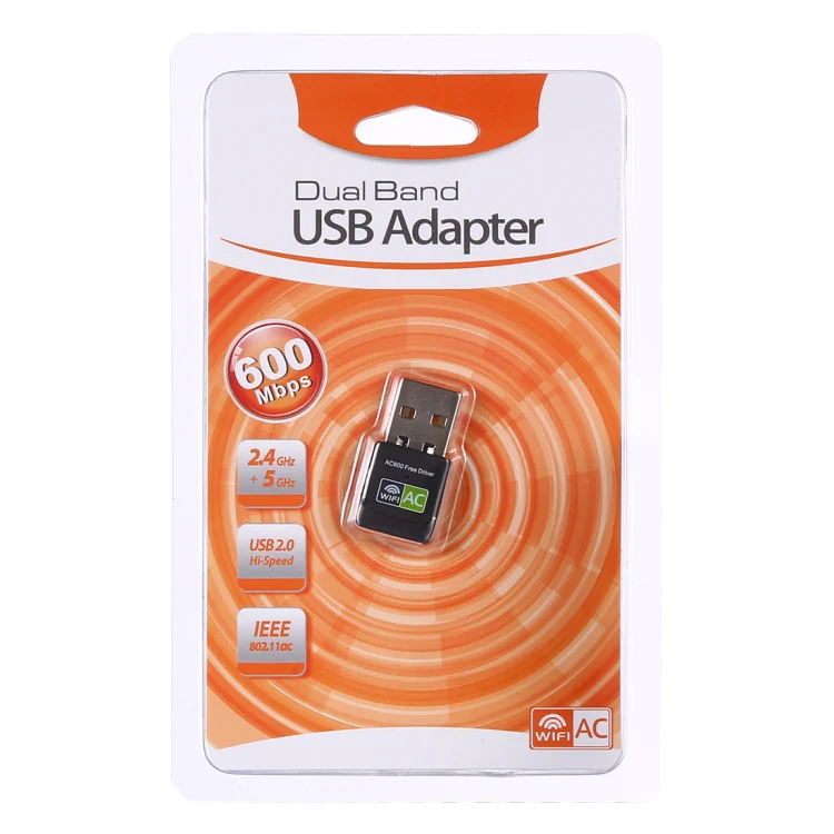 AC600Mbps 2.4GHz & 5GHz Dual Band USB 2.0 WiFi Free Drive Adapter External Network Card - Image 6
